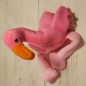 Rare Pinky the Flamingo Ty Beanie Baby 1995 MWT Vintage Collectible PVC Pellets